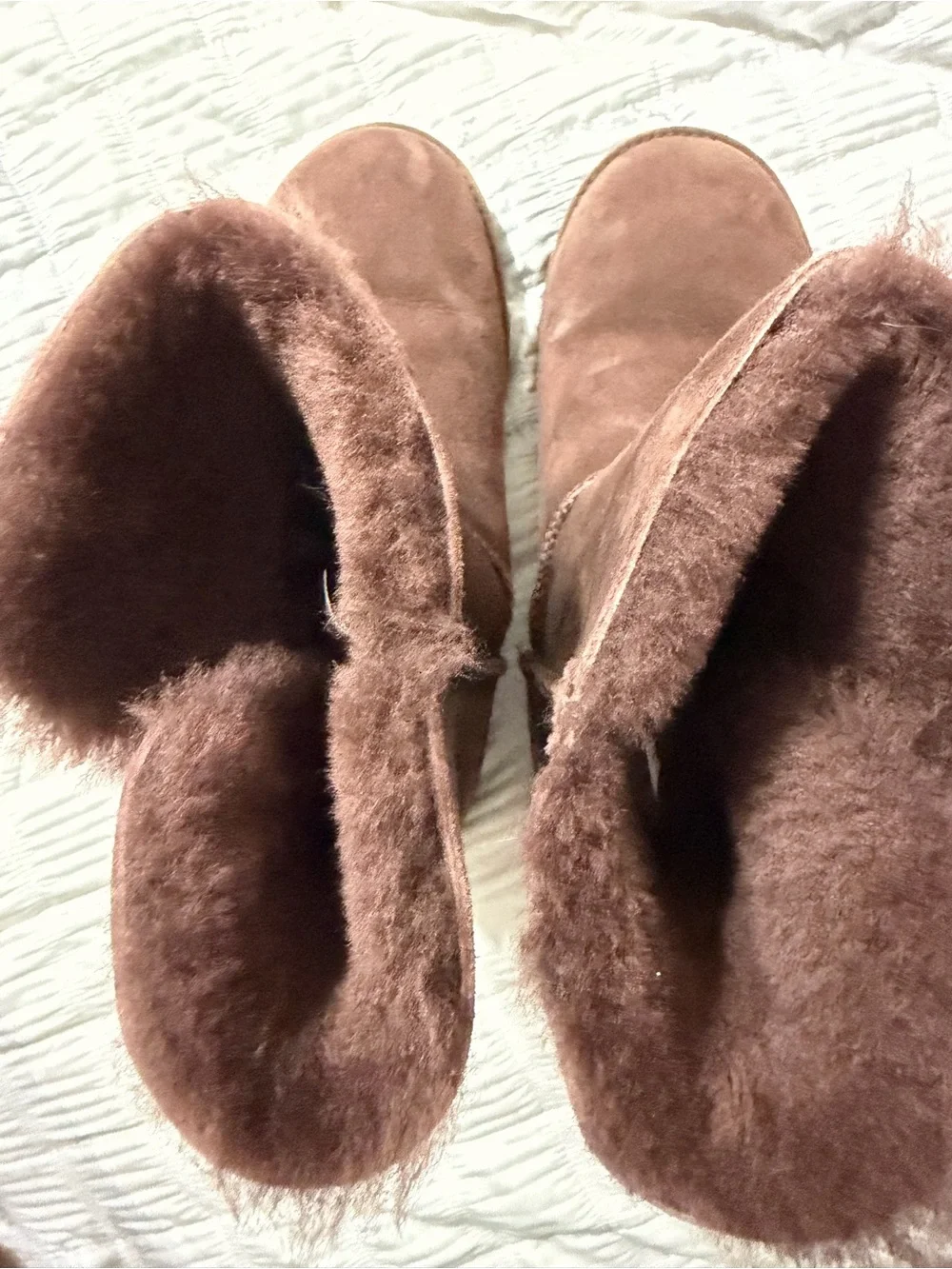 UGG Chocolate Brown Suede Mid-Calf Boots with Bow